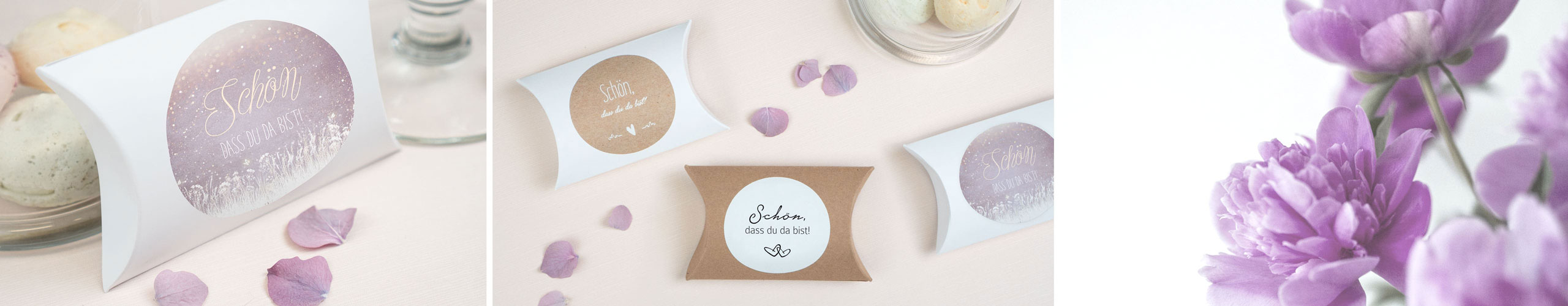 Jetzt Dekoaufkleber mit eigenem Text online gestalten Kleine Geschenkverpackungen schön verziert mit persönlichen Dekoaufklebern