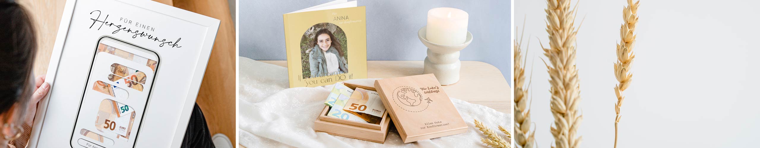 Wandbild und Geldgeschenk als personalisierte Konfirmationsgeschenke