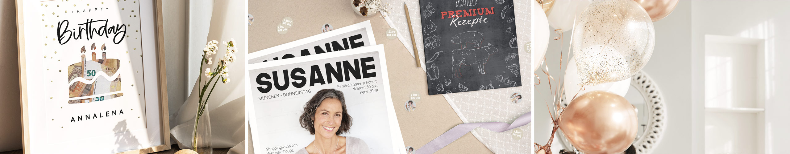 Zeitung und kreatives Geldgeschenk als personalisierbare Geschenkideen zum Geburtstag