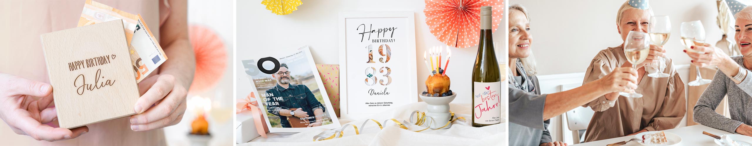 Zeitung und kreatives Geldgeschenk als personalisierbare Geschenkideen zum Geburtstag