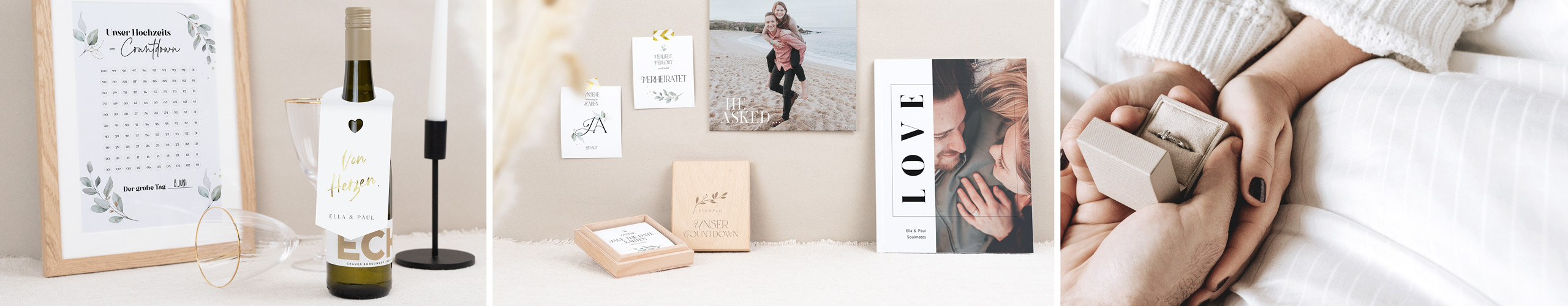 Wandbilder, Geschenkbox und Fotobuch als Geschenke zur Verlobung