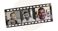 Filmstreifen mit 3 Männer Bildern