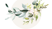 Florales Designmotiv aus Zweigen mit einer rosa Blüte