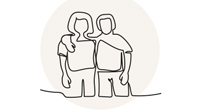 Freunde Arm in Arm als Linienzeichnung