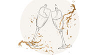 Illustration von zwei Sektgläsern mit Goldverzierung