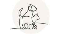 Hund und Katze als Linienzeichnung