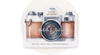 Karte in Form eines Retro-Fotoapparats