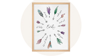 Wandbild mit Name und illustrierten Federn