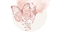 Rosa Aquarellklecks mit Schmetterling als Illustration