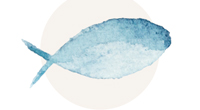 Blauer Fisch als Aquarellzeichnung