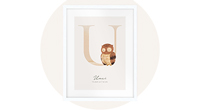 Buchstabenposter mit "U" und einer Uhu-Illustration