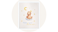 Designposter mit Bär auf einer Wolke und Sterne