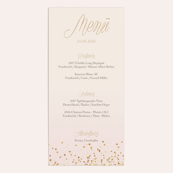 Menükarte mit Flittermotiv zur Kommunion