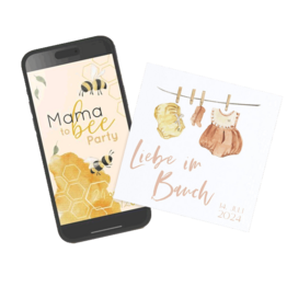 Digitale und gedruckte Einladungskarten zur Babyparty mit süßen Motiven