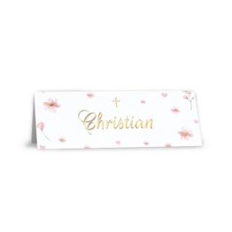 Personalisierte Tischkarte mit Goldveredelung zur Taufe