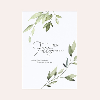 Menükarte im Blattmotiv Jugendweihe