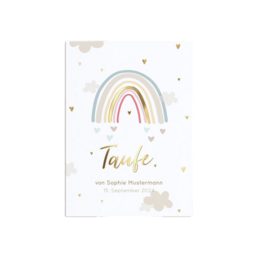 Personalisierbare Einladungskarte zur Taufe mit Regenbogen-Design