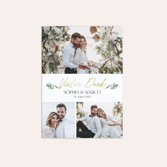 Hochzeitsdankeskarte 'Zartes Grün' mit Foto und Text