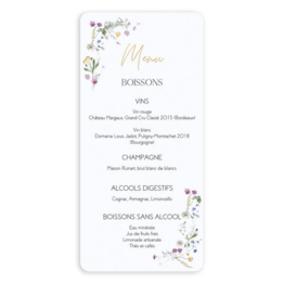 Carte de menu pour mariage