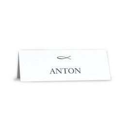 Tischkarte mit Namen und Fisch-Motiv zur Konfirmation