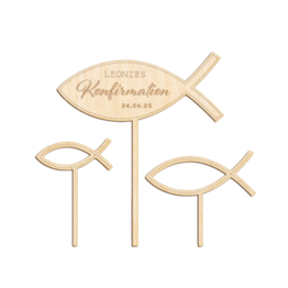 Cake Topper in Fisch-Form zur Konfirmation