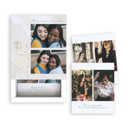 Bilderbox aus Papier mit fröhlichem Design und passenden Fotokärtchen