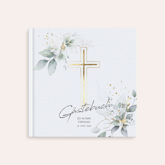 Gästebuch 'Umranktes Kreuz' im quadratischen Format