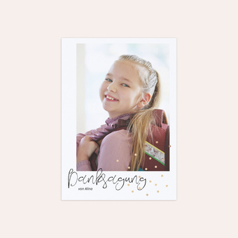 Danksagung zur Einschulung im Design 'Konfettifreude' mit persönlichem Foto und Text