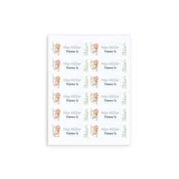 Personalisierte Namensaufkleber mit buntem Design