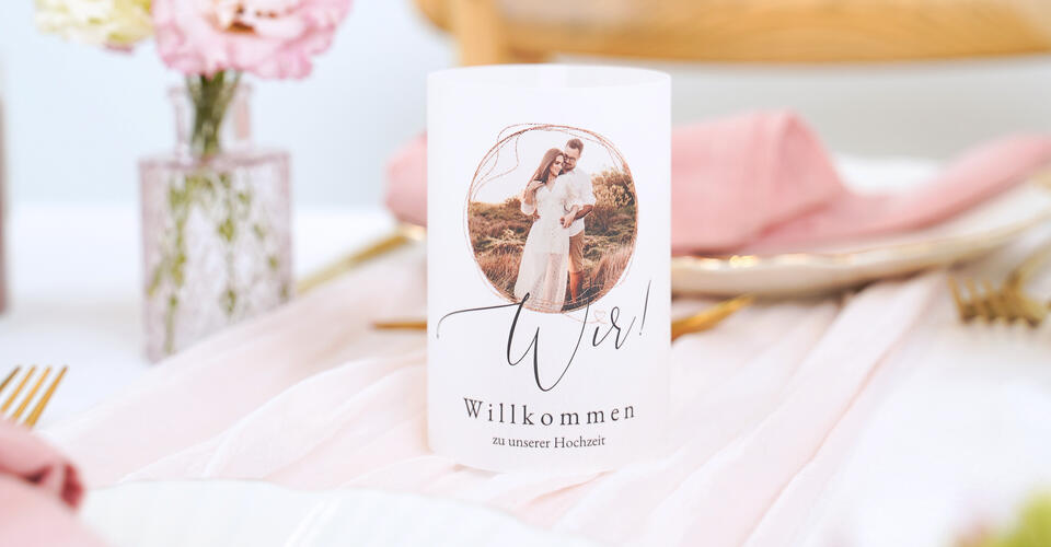 Jetzt Windlichter zur Hochzeit online gestalten