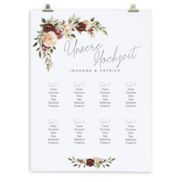Sitzplan für Hochzeit