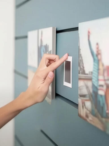 Person befestigt Magnet-Sticker an der Wand für ein MixPix