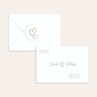 Design-Umschlag 'Herz über Kopf' mit Goldschrift