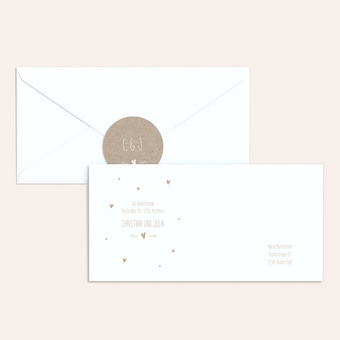 Design-Umschlag 'Rustique' mit zarten Herzen