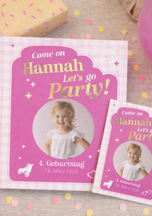 Personalisierte Einladungskarte mit pinkem Glitzertraummotiv