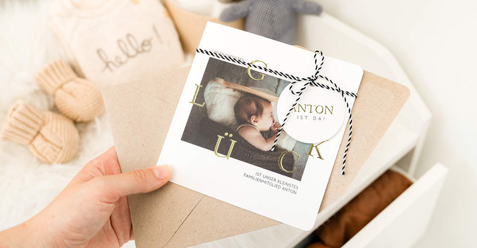Gestaltet jetzt die Karten zur Geburt Eures Baby bequem und einfach online