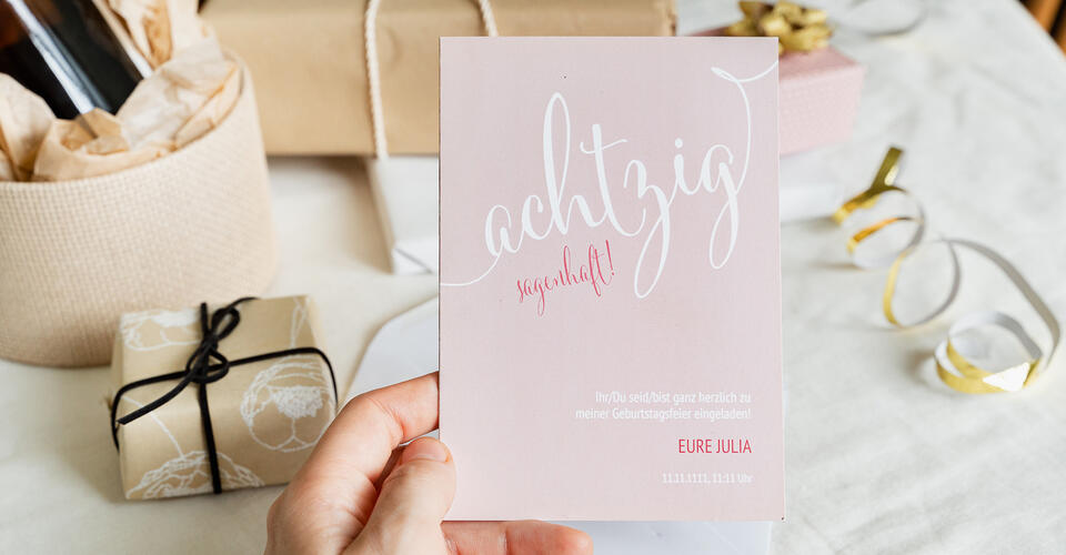 Jetzt Einladungskarten zum 80. Geburtstag online personalisieren