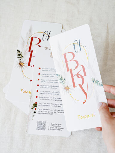 Fotospiel im 'Boho Moho'-Design mit QR-Code für digitales Fotoalbum