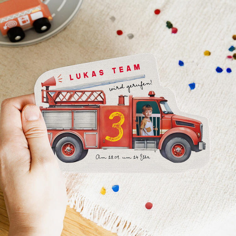 Feuerwehrauto-Dankeskarten (12 Stück) Mit Umschlägen - Perfekt Für Babyparty Oder Geburtstagsfeier