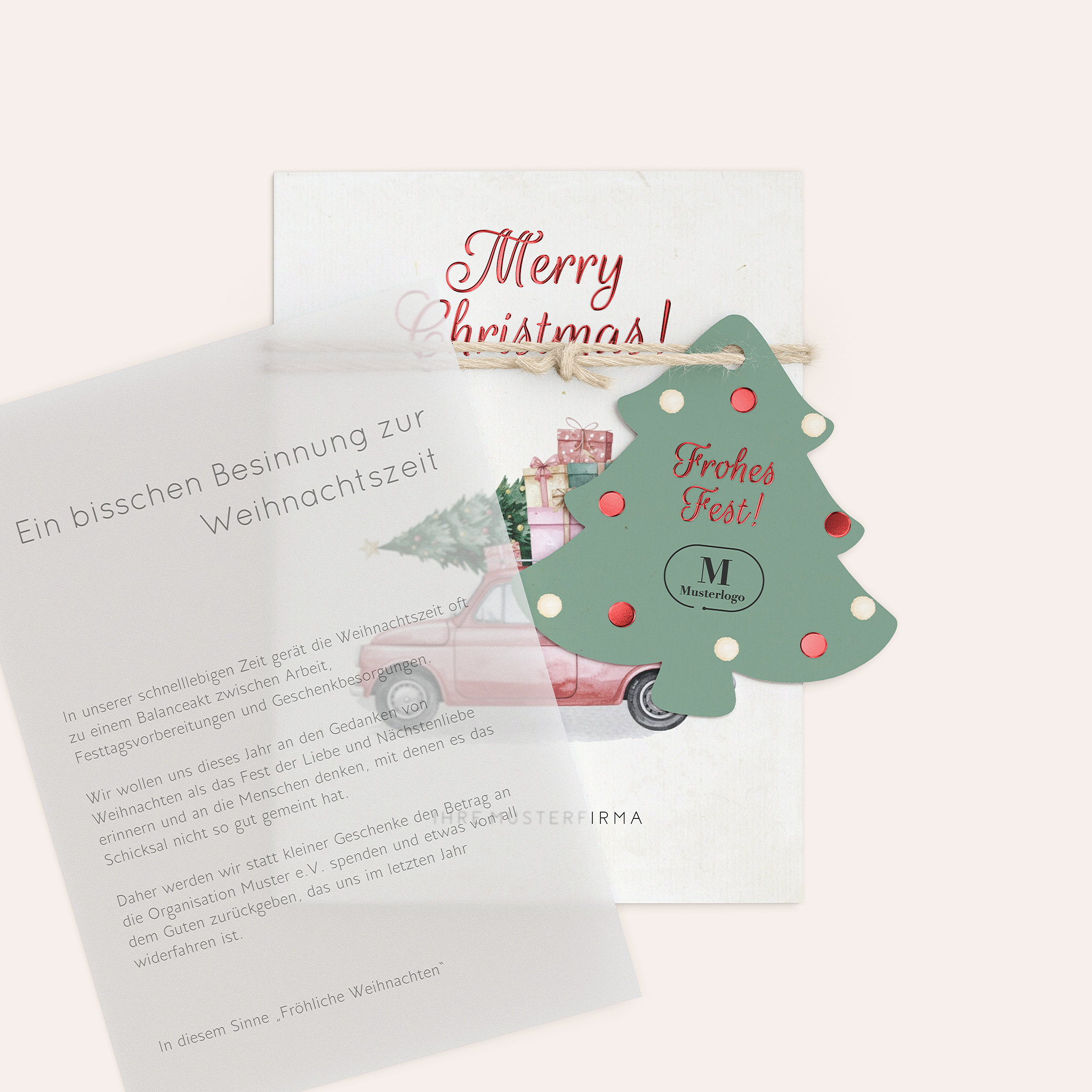 Weihnachtskarten Geschäftlich - Weihnachtsfahrt mit Herz