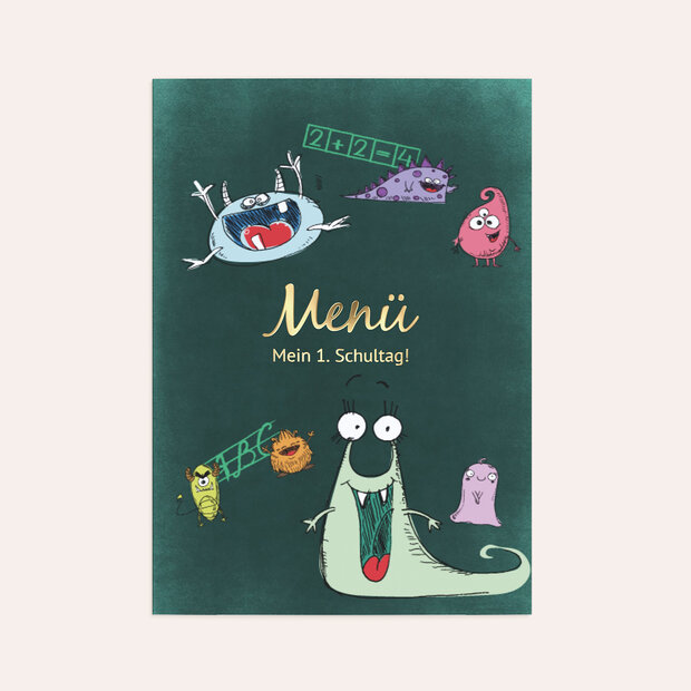 Menükarte Einschulung - School Monsters