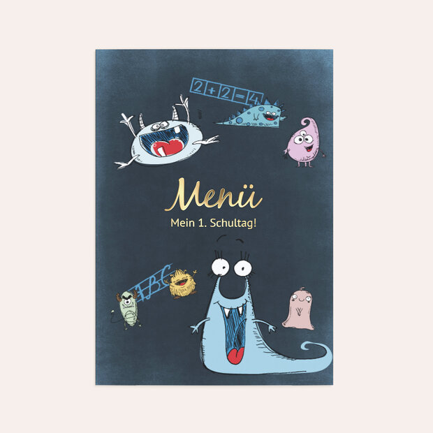 Menükarte Einschulung - School Monsters