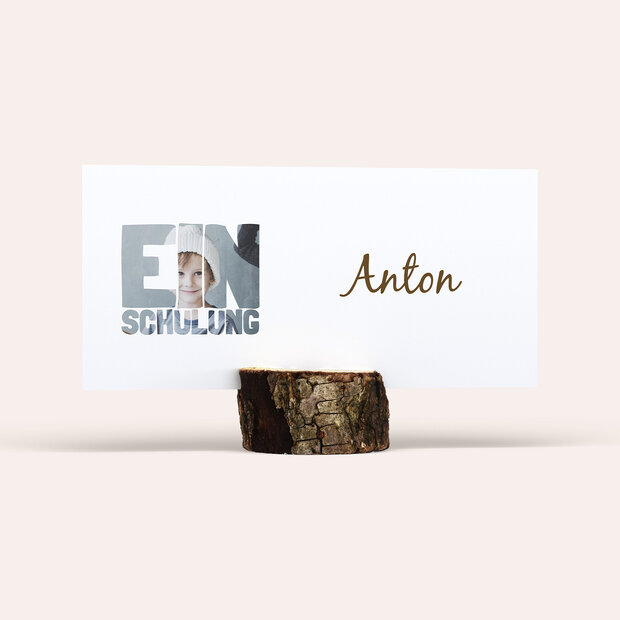 Tischkarte Einschulung - Fototext Einschulung