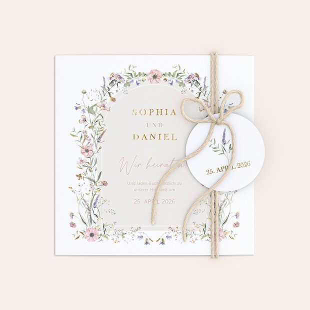 Hochzeitseinladung - Verheißungsvoller Blütenbogen