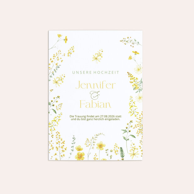 Hochzeitseinladung - Gelbgoldene Idylle