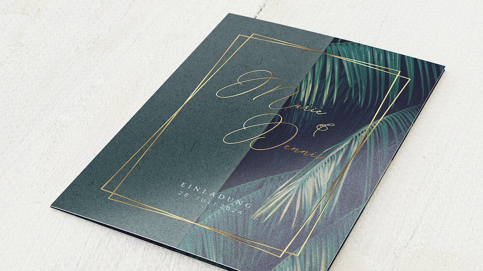 Hochzeitseinladung Palmenwedel Detail