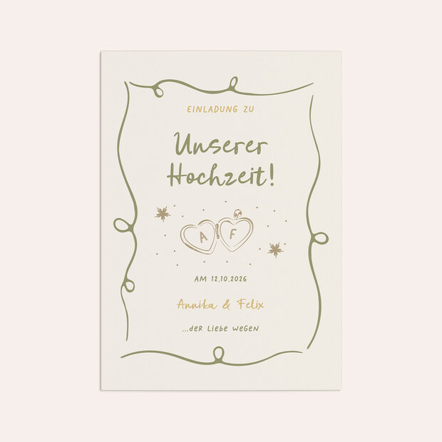 Hochzeitseinladung - Herzensgrün