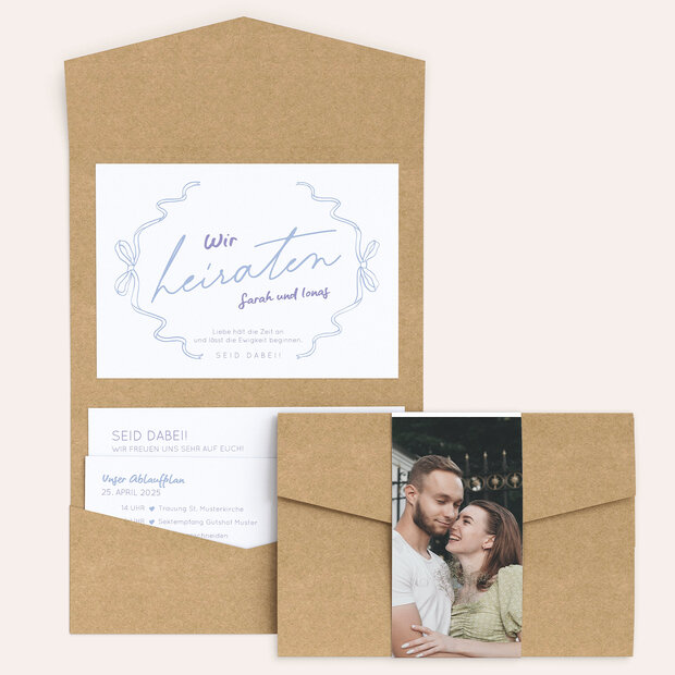 Hochzeitseinladung - Elegante Schleifen