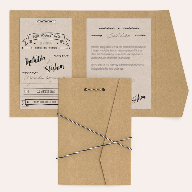 Hochzeitseinladung - Kraftpapier