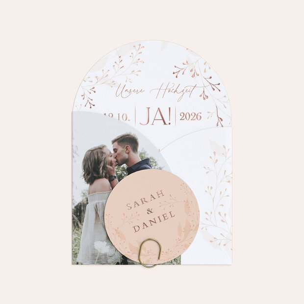 Hochzeitseinladung - Filigrane Blätterkunst